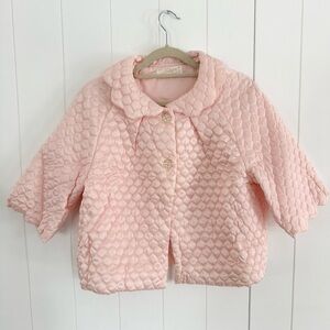 Vintage Elegant Pink Satin Quilted Women's Bed Jacket Retro Sleepwear